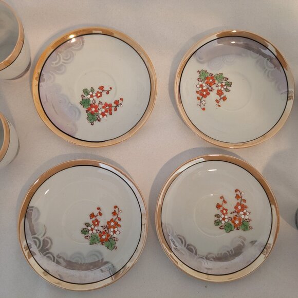 Chikaramachi Hand Painted Made in Japan Set Of 4 Cup and Saucer Vintage - Picture 10 of 10